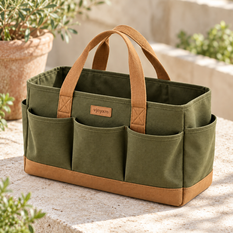 Field Open-Top Garden Tool Tote — refined detail view