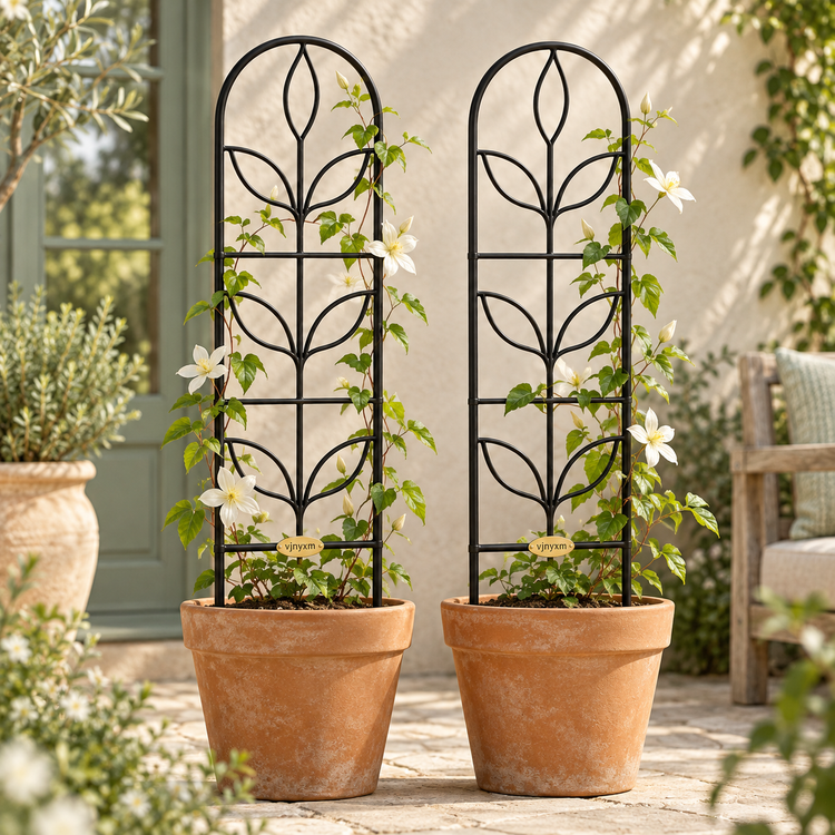 Ivy Arched Indoor & Patio Pot Trellis Pair — garden lifestyle